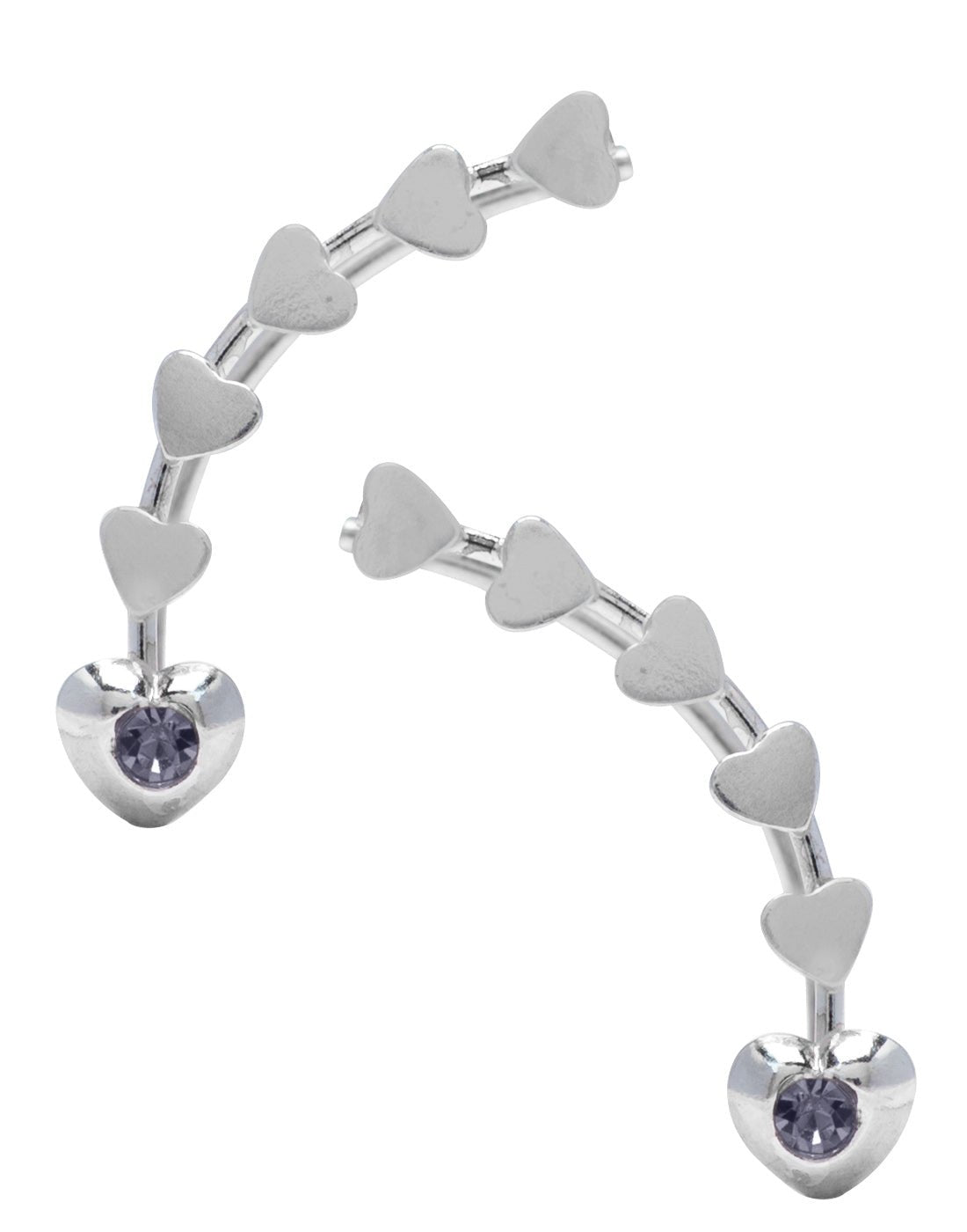 Pair of Ear Climbers Crawlers in 92.5 Silver and White CZ Stones - Studs
