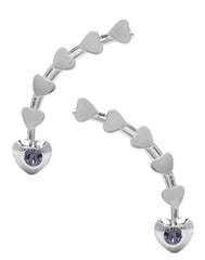 Pair of Ear Climbers Crawlers in 92.5 Silver and White CZ Stones - Studs