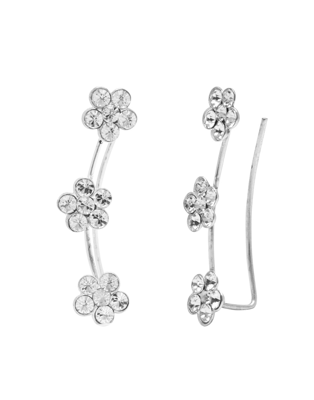 Pair of Ear Climbers Crawlers in 92.5 Silver and White CZ Stones - Studs