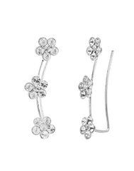 Pair of Ear Climbers Crawlers in 92.5 Silver and White CZ Stones - Studs