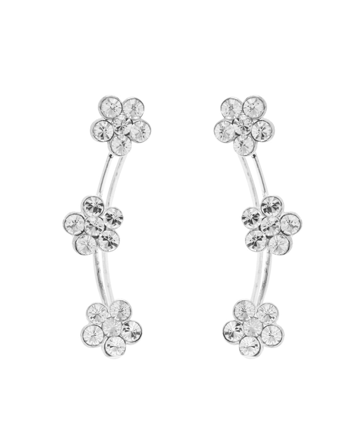 Pair of Ear Climbers Crawlers in 92.5 Silver and White CZ Stones - Studs