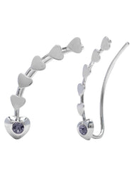 Pair of Ear Climbers Crawlers in 92.5 Silver and White CZ Stones - Studs