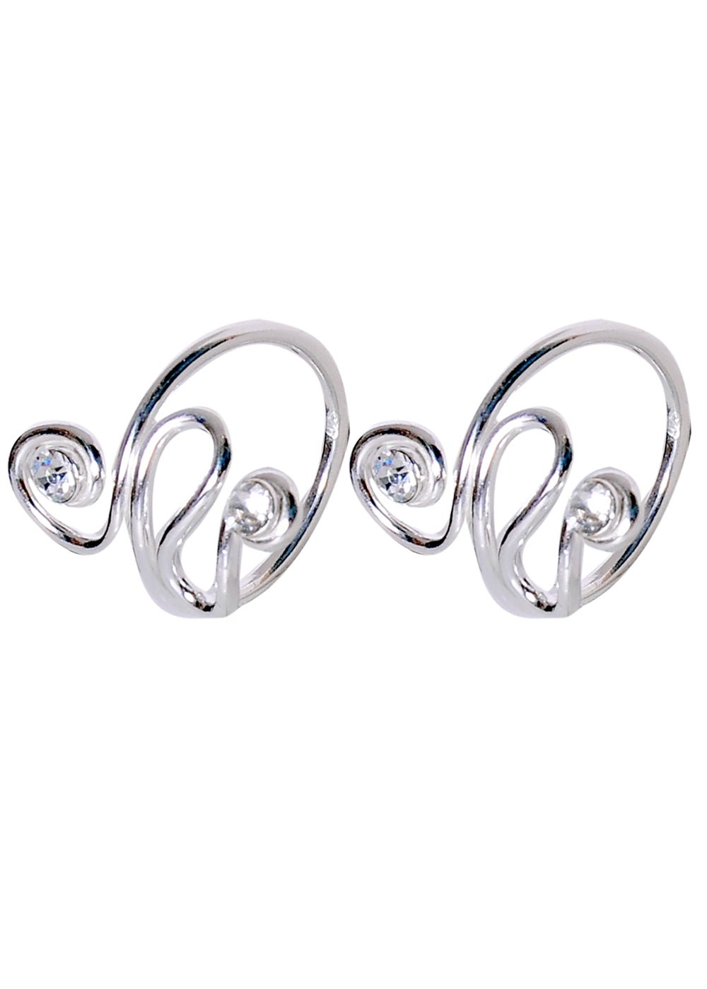 Pair of front open Toe rings in White Cubic Zirconia in 925 Silver - Toe Rings