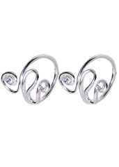 Pair of front open Toe rings in White Cubic Zirconia in 925 Silver - Toe Rings