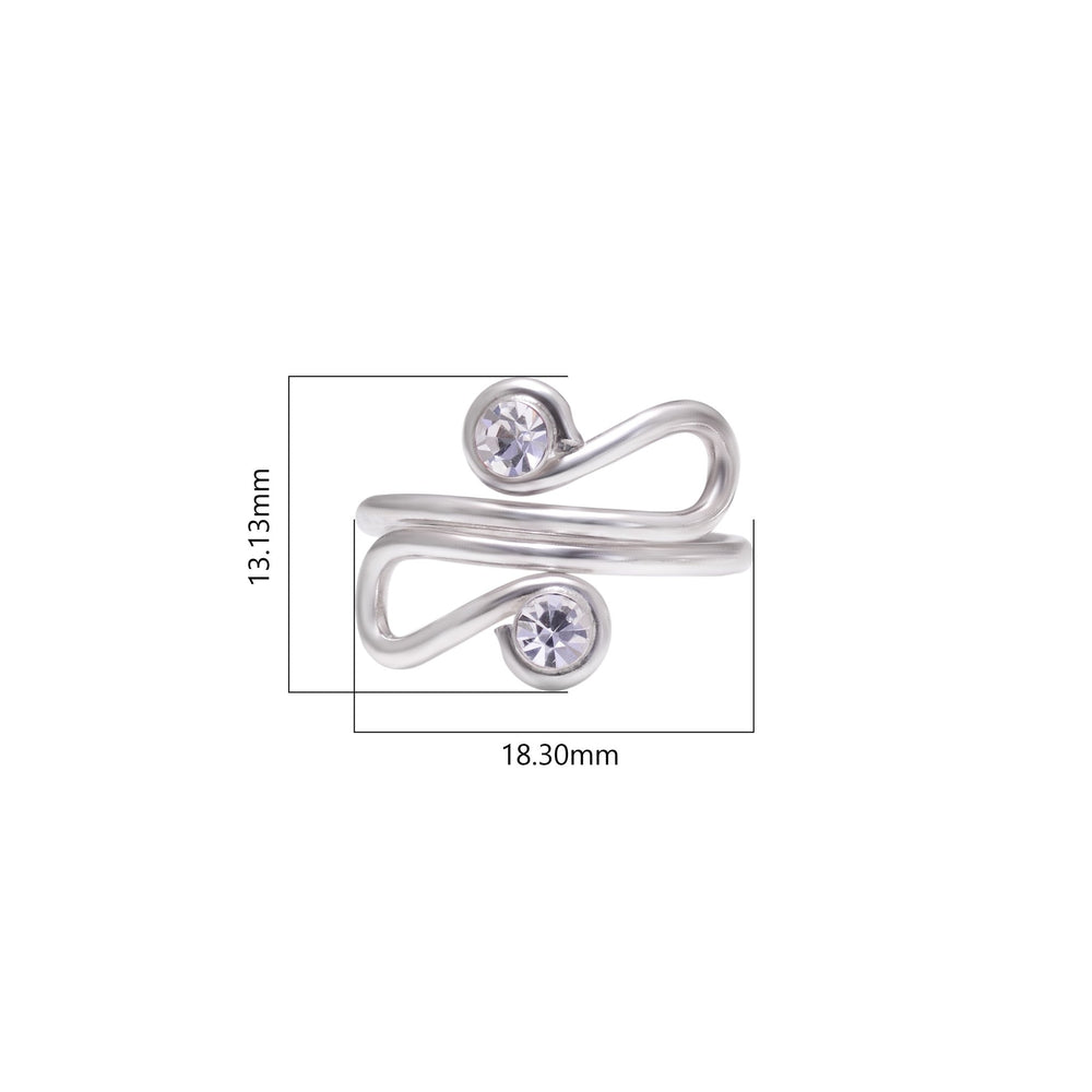 Pair of front open Toe rings in White Cubic Zirconia in 925 Silver - Toe Rings