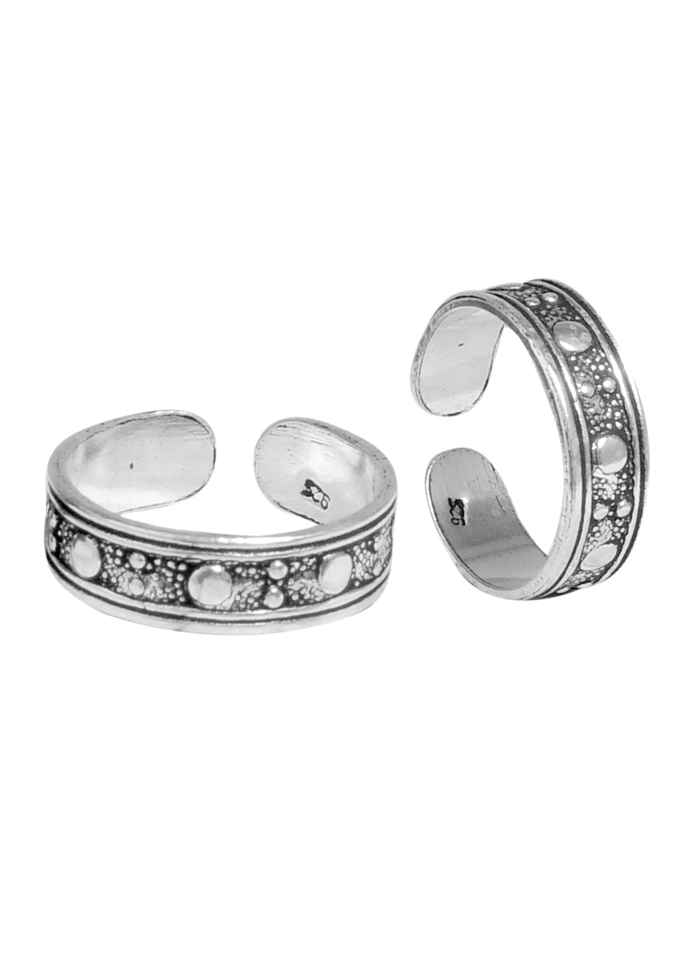 Pair of Gorgeous Oxidized 925 Silver Toe Rings - Toe Rings