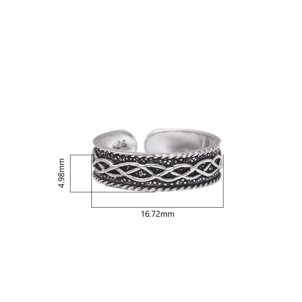 Pair of Stylish Oxidized 925 Silver Toe Rings Bichiya - Toe Rings