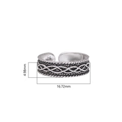 Pair of Stylish Oxidized 925 Silver Toe Rings Bichiya - Toe Rings