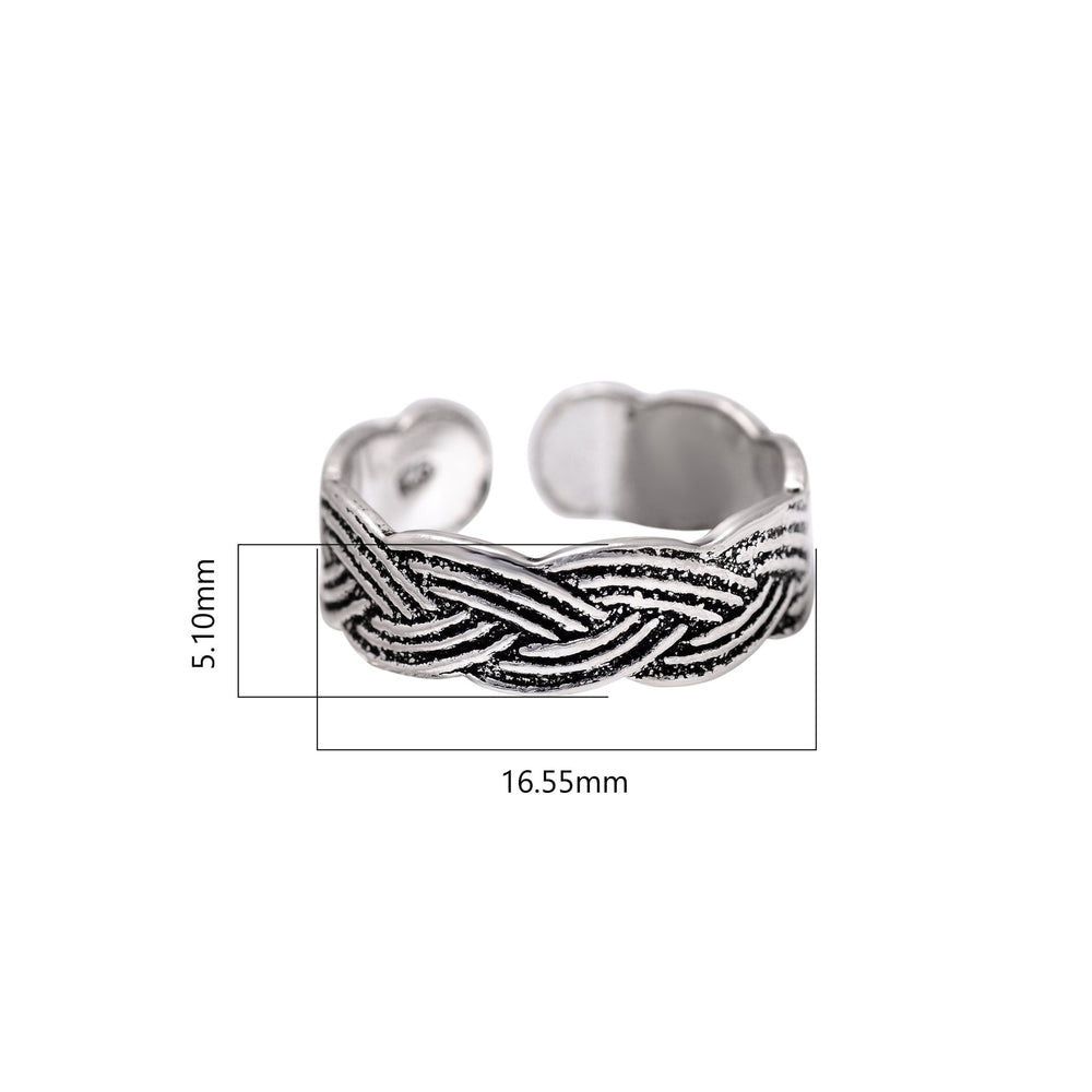 Pair of Stylish Oxidized 925 Silver Toe Rings - Toe Rings