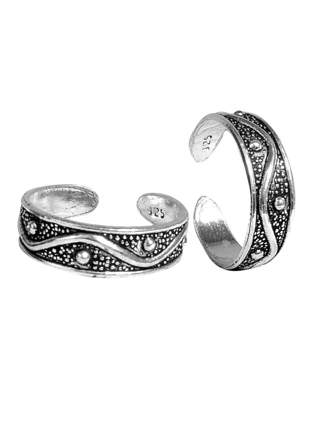 Pair of Trendy Adjustable Toe Rings in 925 Silver - Toe Rings