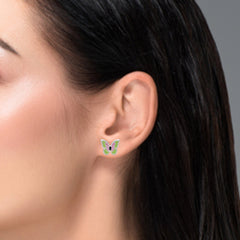 Pure 925 Sterling Silver Cute and Elegant Enamel Butterfly Studs Earrings - Studs