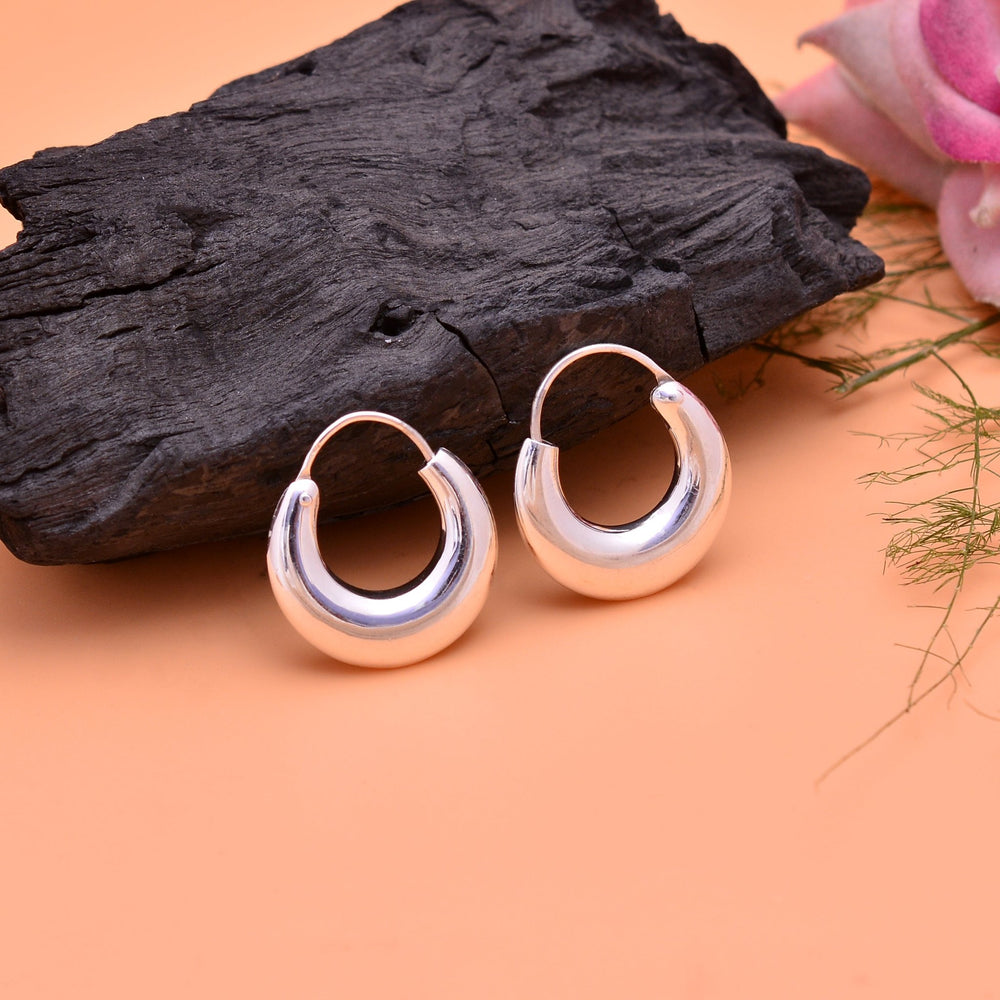 Pure 925 Sterling Silver Unisex Hoop Earrings - Hoops