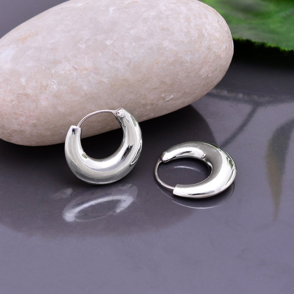 Pure 925 Sterling Silver Unisex Hoop Earrings - Hoops