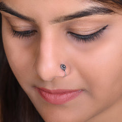 Round Clip on Nose Pin in 92.5 Silver - Silver Clip On Nose Pin