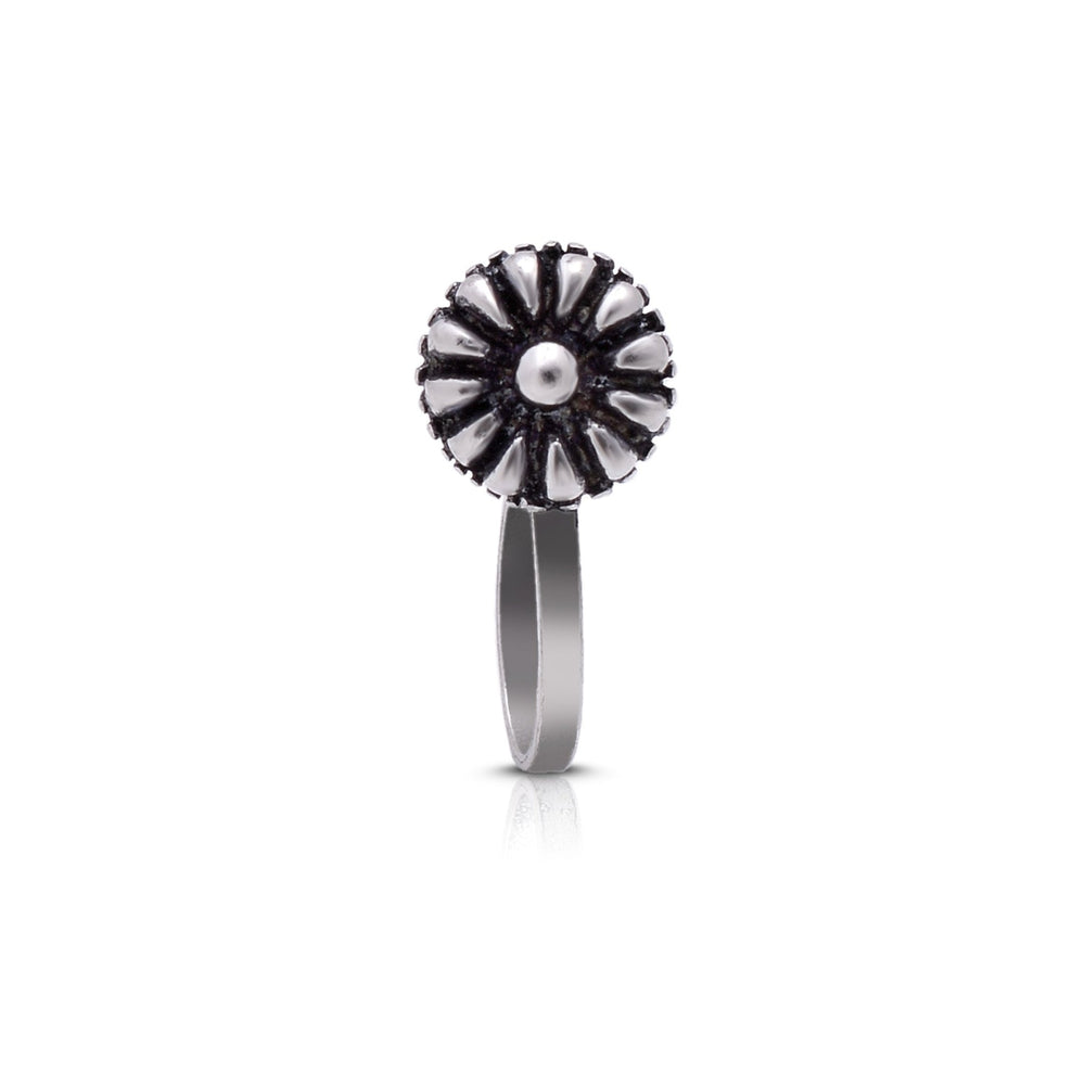 Round Clip on Nose Pin in 92.5 Silver - Silver Clip On Nose Pin
