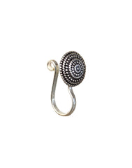 Round Clip On Press On Nose Pin in Silver Alloy - Silver Alloy Nose Pin