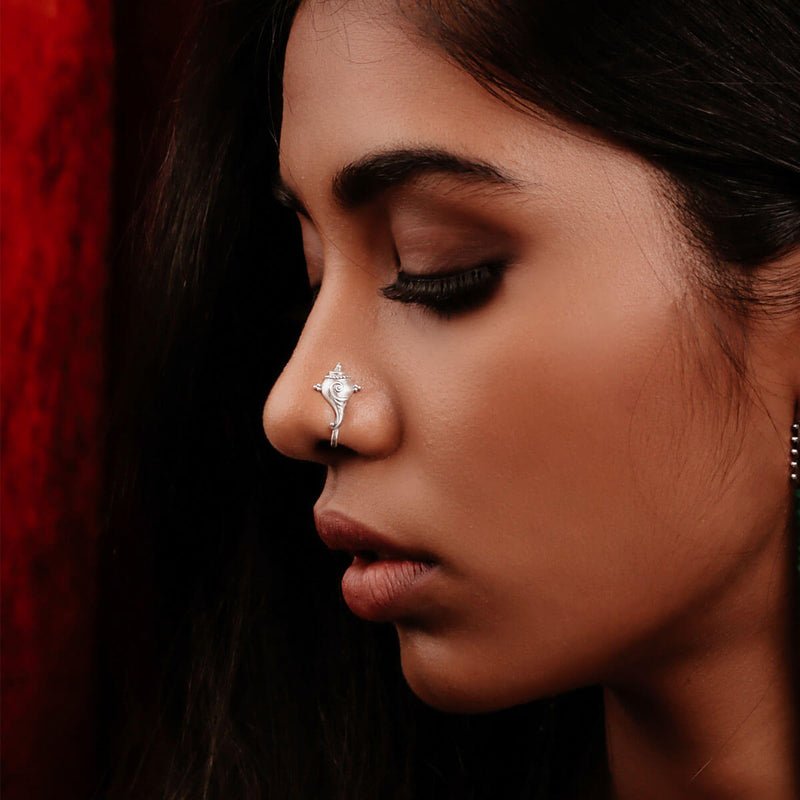 Shank Wired Nose Pin in Silver Alloy - Silver Alloy Nose Pin
