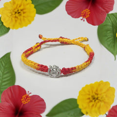 Silver Alloy Om Shiv Damru Thread Bracelet for Men - Bangles And Bracelets