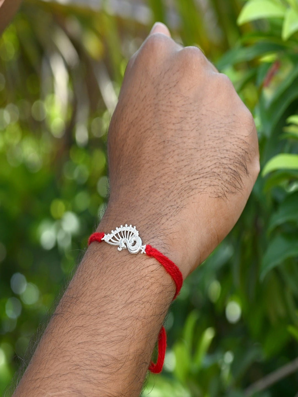 Silver Alloy Peacock Thread Bracelet for Men - Bangles And Bracelets