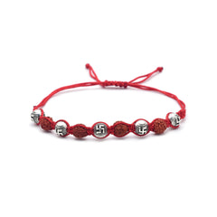 Silver Alloy Rudraksh Swastik Thread Bracelet for Men - Bangles And Bracelets