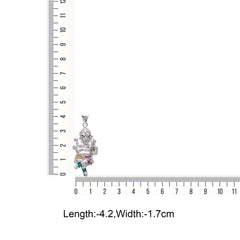 Standing Ganesh Sterling Silver Pendant with CZ Stones and Enamel - Pendants