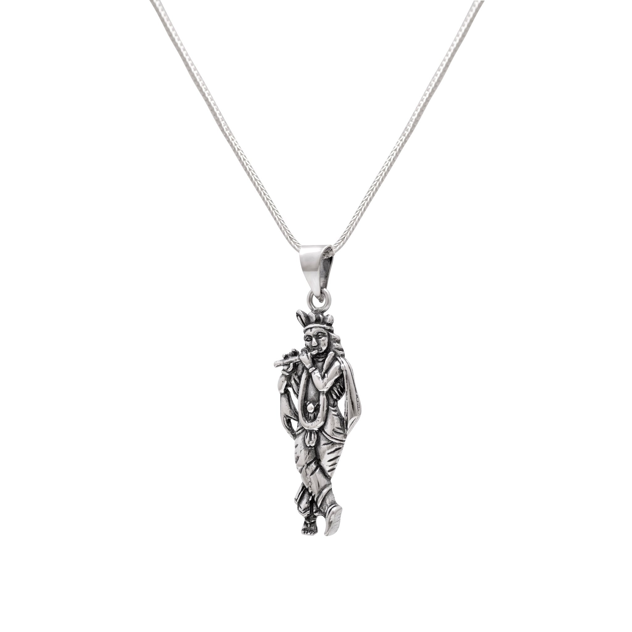 Standing Krishna Pendant with Chain 92.5 Silver Pendant - Pendants