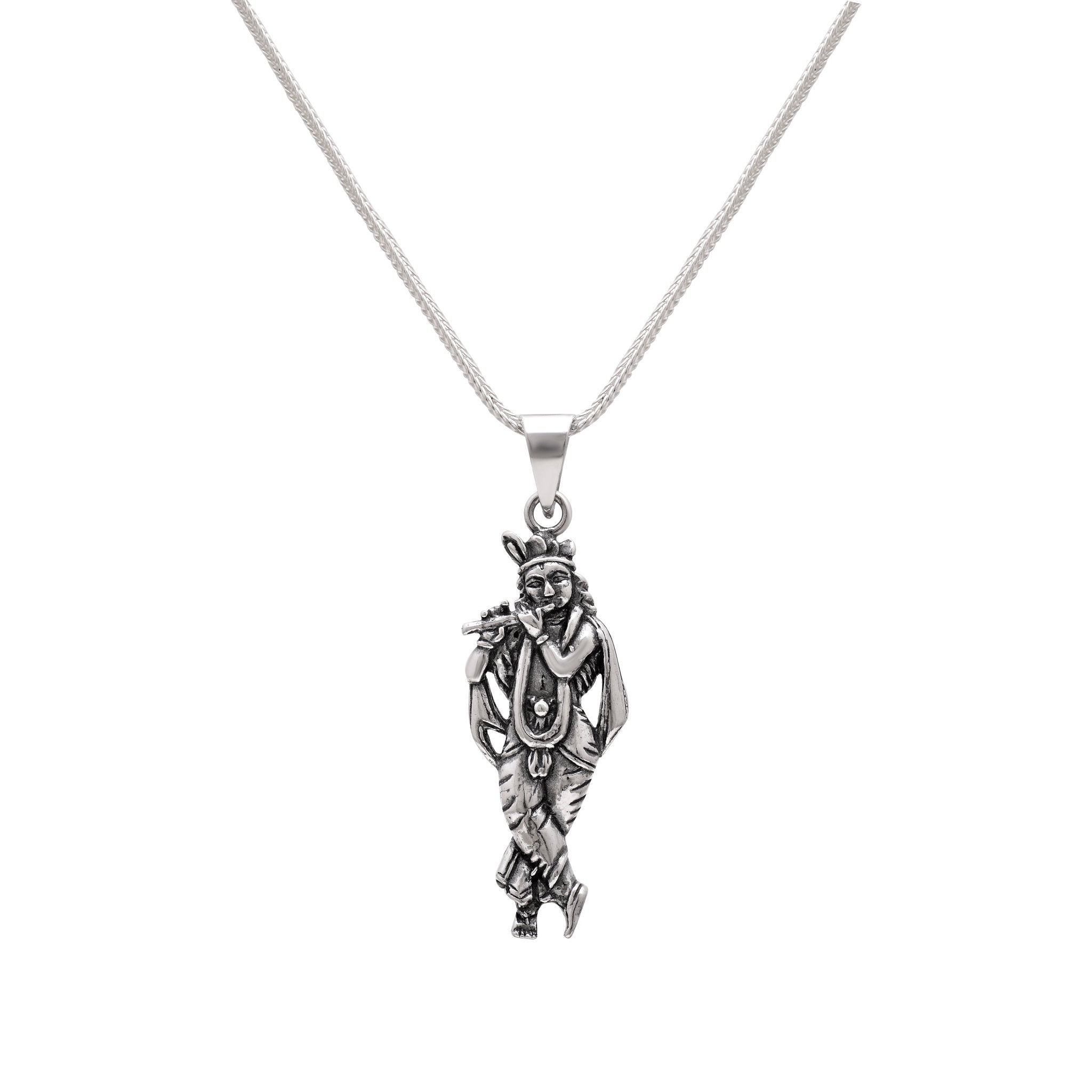 Standing Krishna Pendant with Chain 92.5 Silver Pendant - Pendants