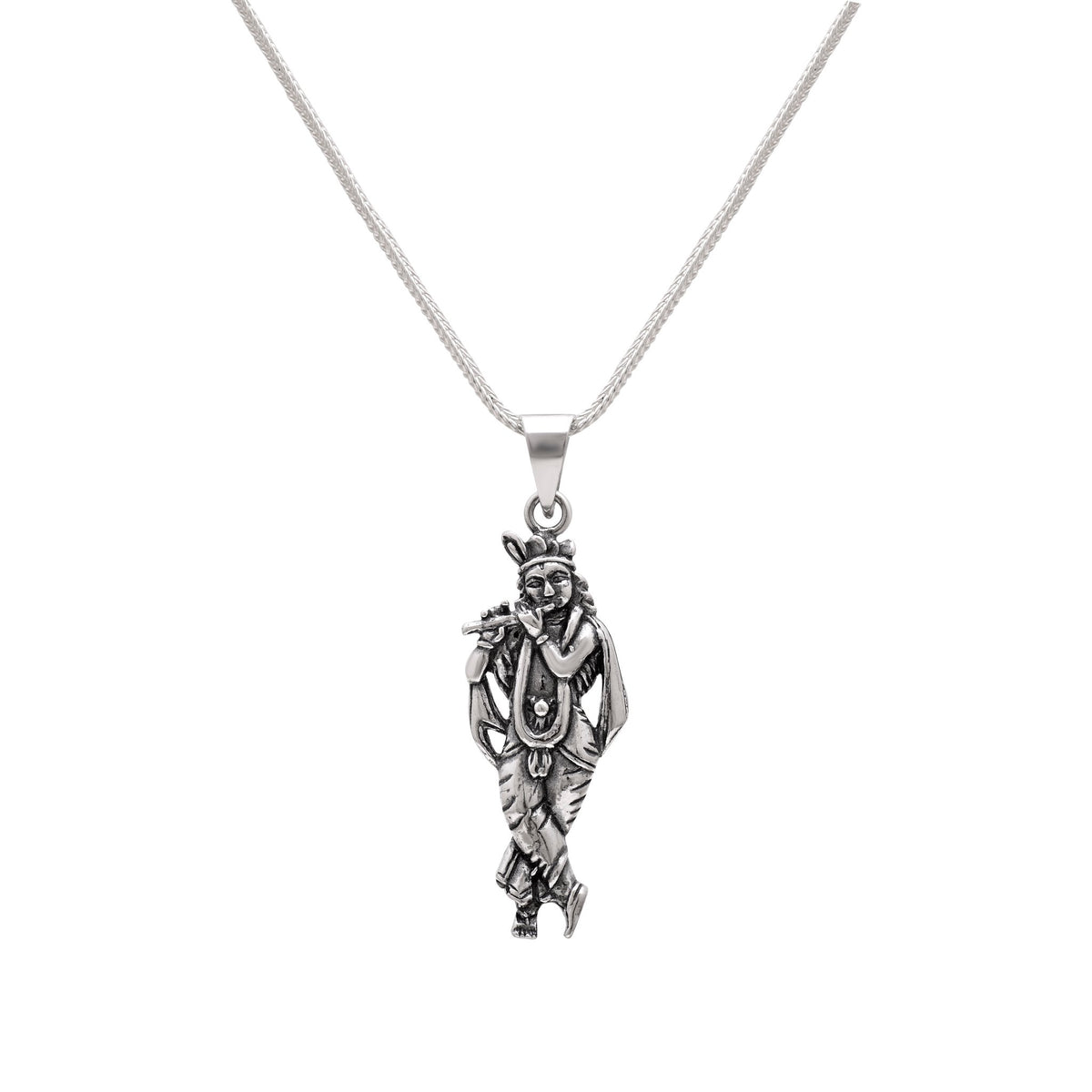 Standing Krishna Pendant with Chain 92.5 Silver Pendant - Pendants