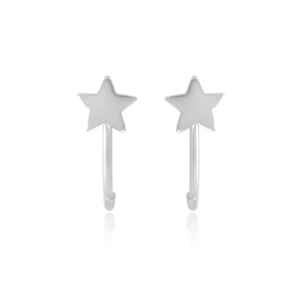 Star 92.5 Sterling Silver Adjustable Hoops Earrings - Hoops