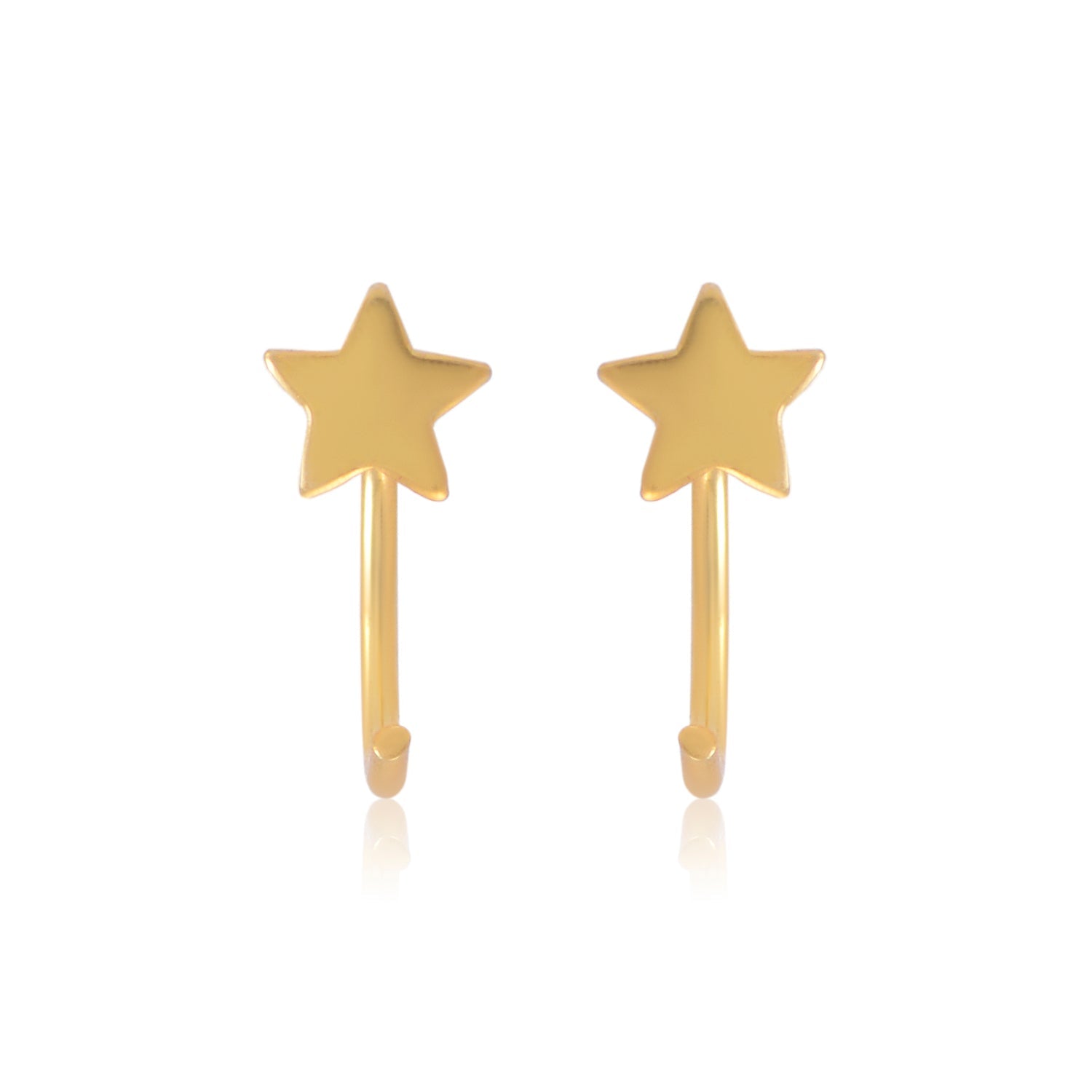 Star Gold Plated 92.5 Sterling Silver Adjustable Hoops Earrings - Hoops
