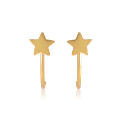 Star Gold Plated 92.5 Sterling Silver Adjustable Hoops Earrings - Hoops