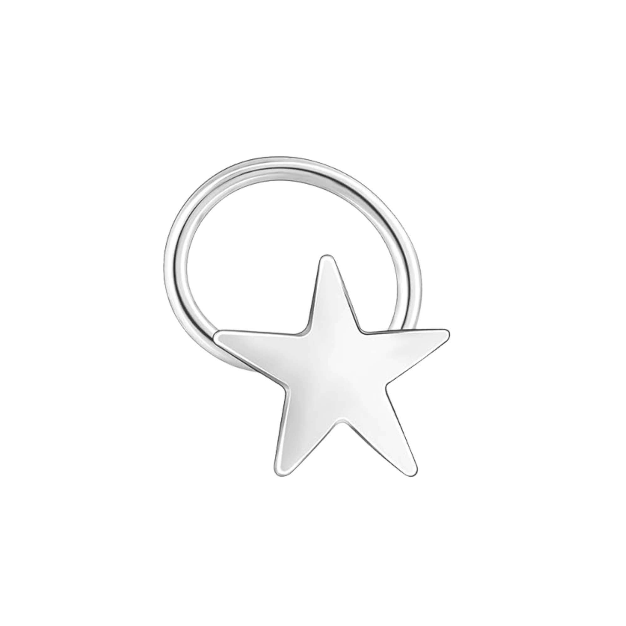 Star Shape Nose Pin with wire in 92.5 Sterling Silver for Women and Girls - Silver Nose Pin