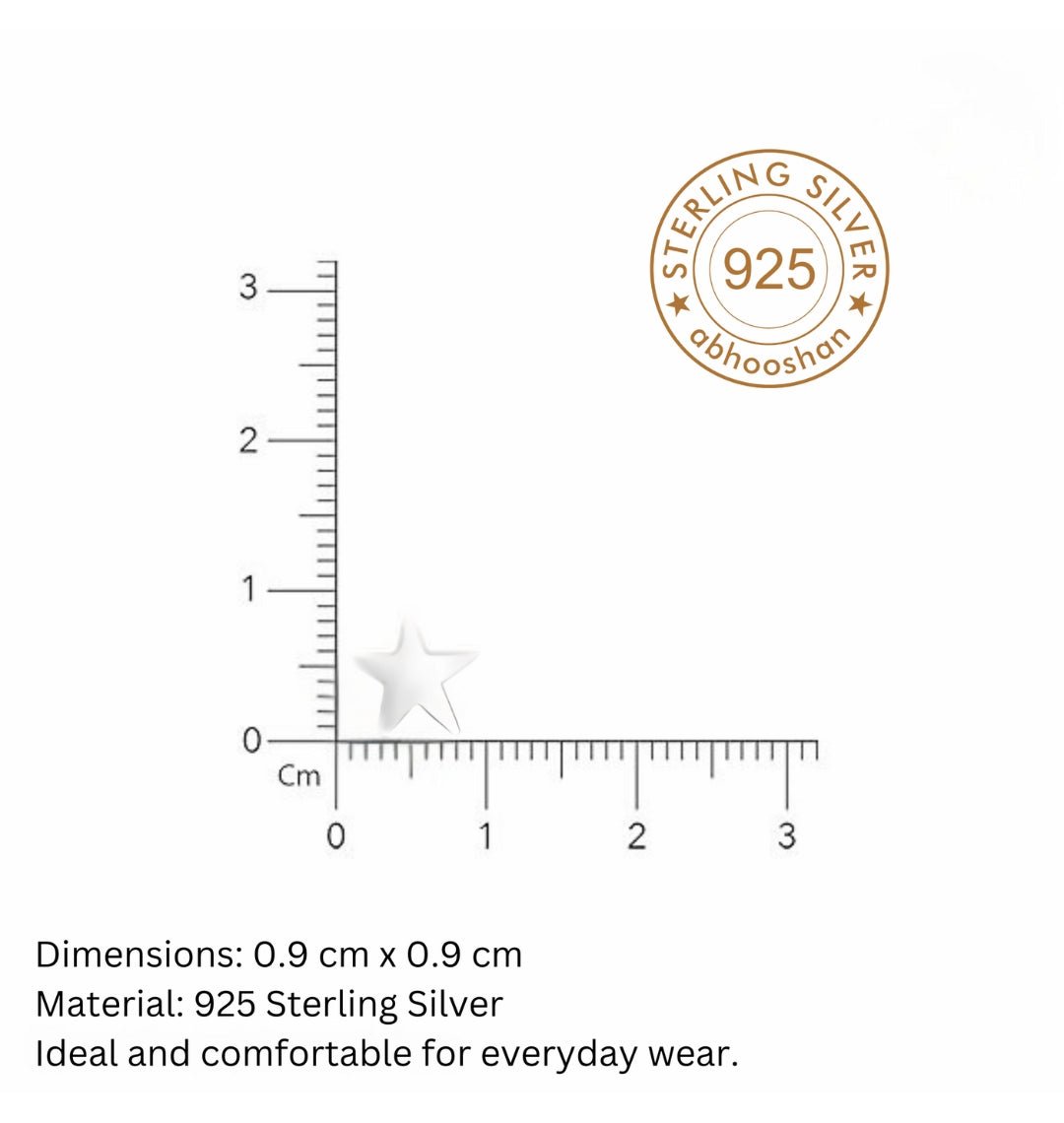 Star Shape Nose Pin with wire in 92.5 Sterling Silver for Women and Girls - Silver Nose Pin