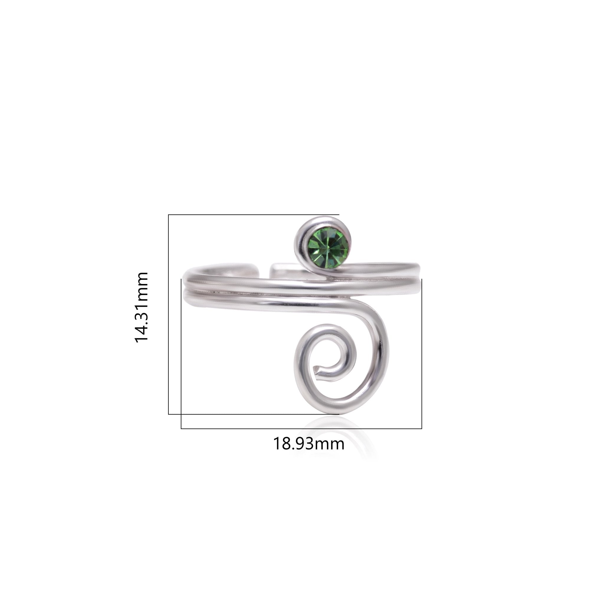 Trendy 925 Silver Toe Rings in Green Cubic Zirconia - Toe Rings