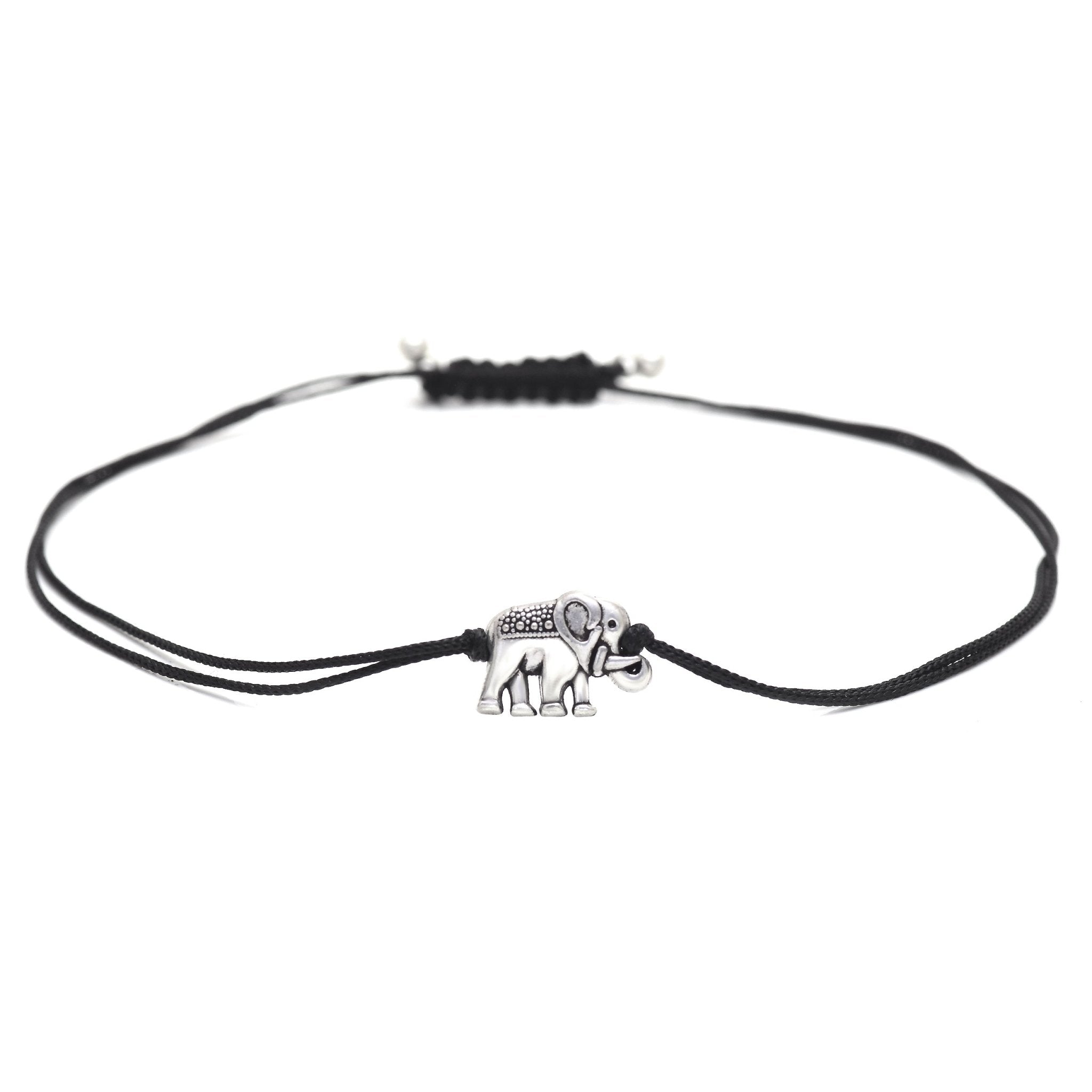 Trendy Hanging Elephant Anklet with Adjustable Black Thread - Anklets
