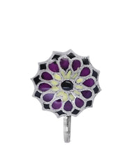 Trendy look Colorful Enamel Silver Alloy Nose Pin - Silver Alloy Nose Pin