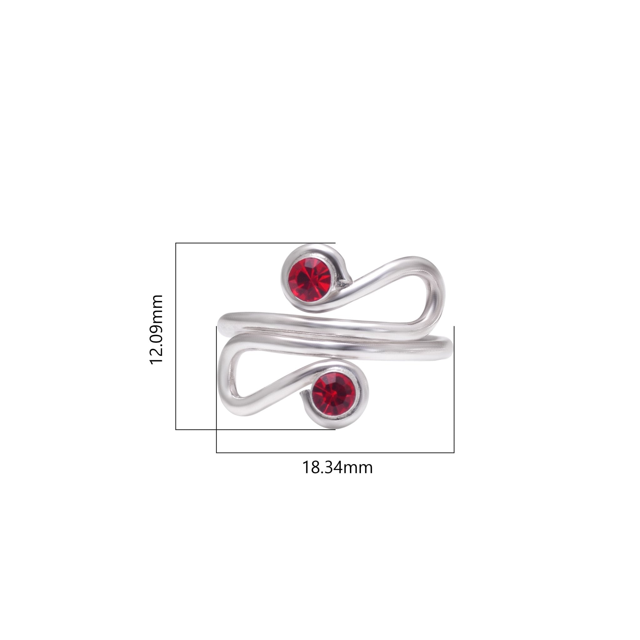 Unique 925 Silver Toe Rings in Red Cubic Zirconia - Toe Rings