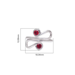 Unique 925 Silver Toe Rings in Red Cubic Zirconia - Toe Rings