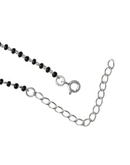 925 Sterling Silver Black Beads Modern Mangalsutra with CZ Pendant
