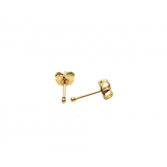 1 mm Gold Plated Piercing Ball 925 Silver Stud Earrings - Studs