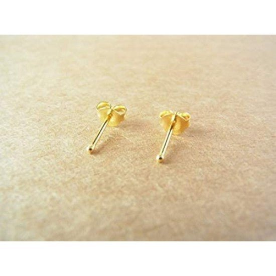 1 mm Gold Plated Piercing Ball 925 Silver Stud Earrings - Studs