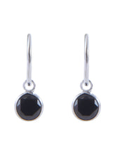 Pair of Black Round shape Cz Earring in 92.5 Sterling Silver 12 MM Hoop