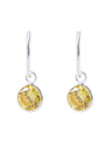 Pair of Yellow Round shape Cz Earring in 92.5 Sterling Silver 12 MM Hoop