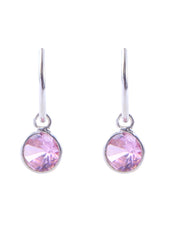 Pair of Pink Round shape Cz Earring in 92.5 Sterling Silver 12 MM Hoop