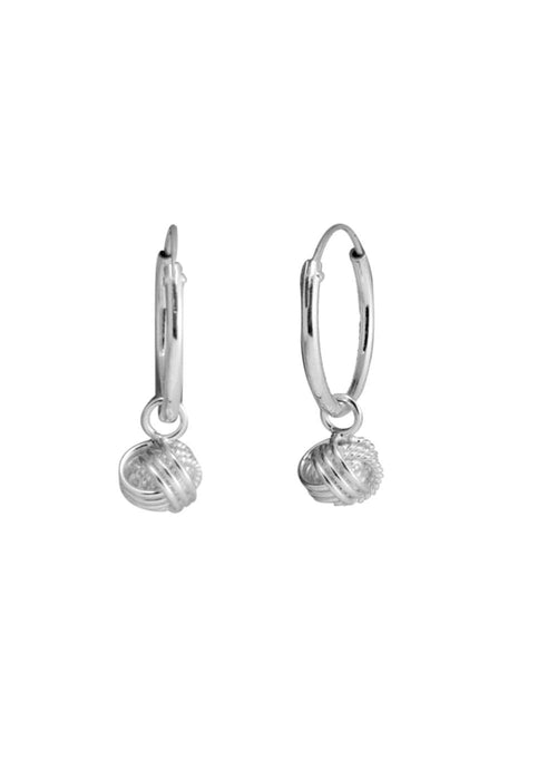 Designer Sterling Silver Twisted Knot Drop Earrings in 12MM HOOPS for Kids - Default Title - Abhooshan