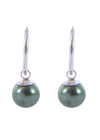 Pair of Green colour Pearl Hangings in 92.5 Sterling Silver 12 MM Hoop