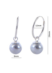 Pair of Silver colour Pearl Hangings in 92.5 Sterling Silver 12 MM Hoop