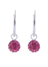 Pure 92.5 Sterling Silver 12 mm Hoop Earring with Pink Crystals Balls for Girls