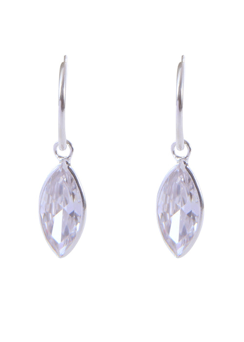 Pair of White Marquise shape Cz Earring in 92.5 Sterling Silver 14 MM Hoop - Default Title - Abhooshan