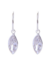 Pair of White Marquise shape Cz Earring in 92.5 Sterling Silver 14 MM Hoop